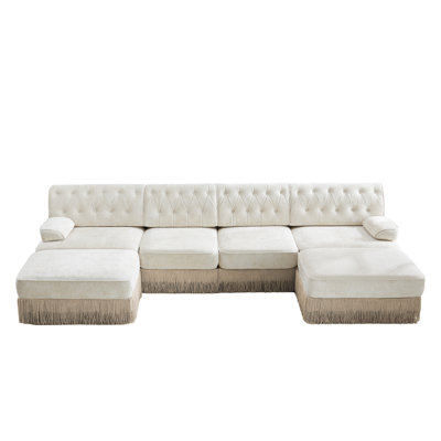 U-shaped, breathable, comfortable fringe-trimmed sofa
