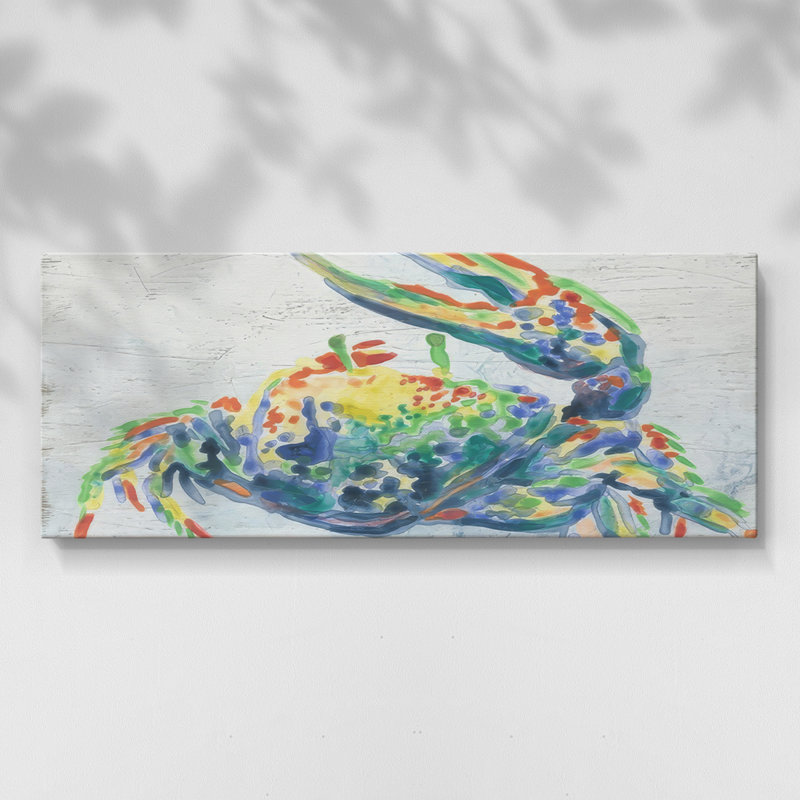 Crabe arc-en-ciel I - Toile tendue avec châssis - Prêt à accrocher, H 16 po x l 40 po