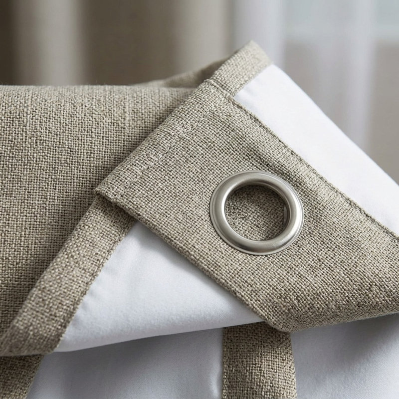 Linen Look 100% Blackout Patio Curtain, Anti-Rust Grommet Extra Wide Sliding Door Panel 100x84, Cobblestone