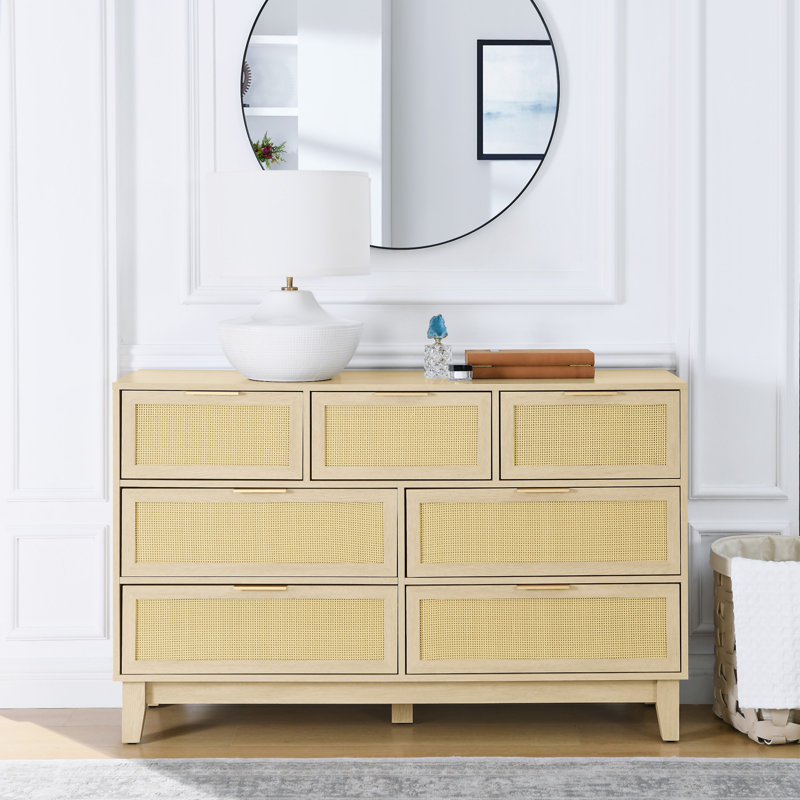 Commode 7 tiroirs, Bois naturel