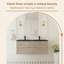  Meuble-lavabo double mural 48 po avec plateau en résine noire et 2 tiroirs modernes pour petite salle de bain-1672930529