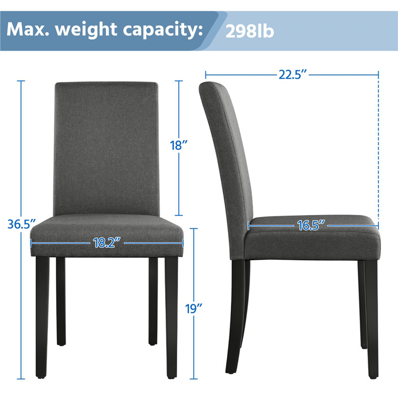 Upholstered Parson Dining Chairs, Dark Gray
