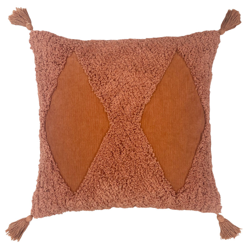 Geometric Square Cushion, Rust