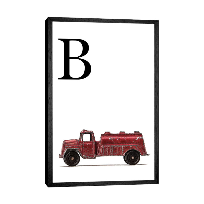 B Water Truck White Letter - Print on Canvas, 101.6 cm H x 66.04 cm W, Black Framed