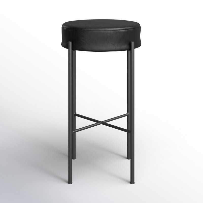 Nocona Bar Stool, Bar Stool (30" Seat Height), Leather - Black