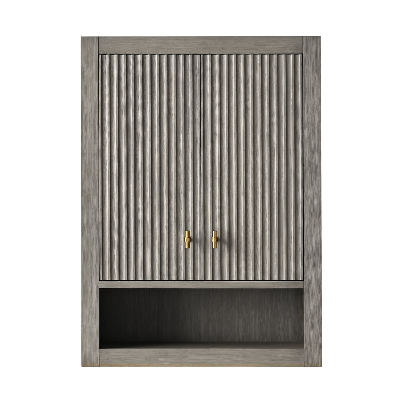 Wall Bathroom Shelves, Driftwood Gray, Brushed Gold