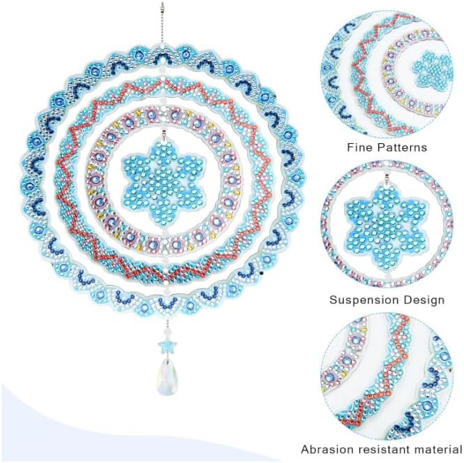 Natalia  5D DIY Snowflake Hanging Sun Catcher Windchime Diamond Painting Kit Crystal Rhinestone Acrylic Decoration Approx 19.5cm x 19.5cm