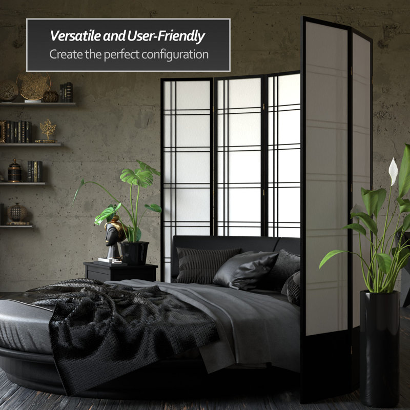 83.5" Double Cross Shoji Room Divider, 6 Panels, Black