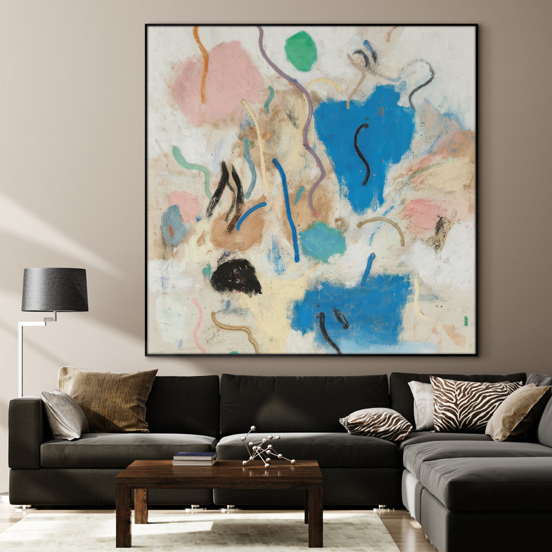 Très grande reproduction d'art sur toile - Abstrait minimaliste, œuvre d'art moderne pour le salon ou la chambre à coucher - «Assemblage requis du cadre (cadre non fini)»