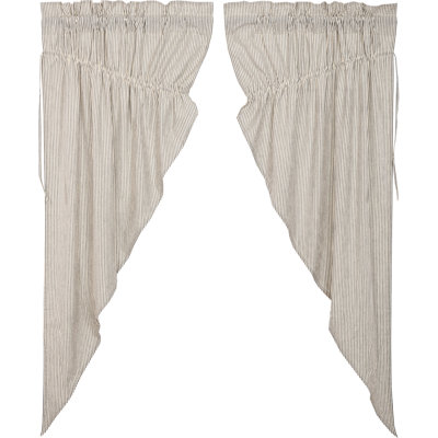 Peltier Seersucker Ticking Cotton Striped Rod Pocket Curtain Panelss