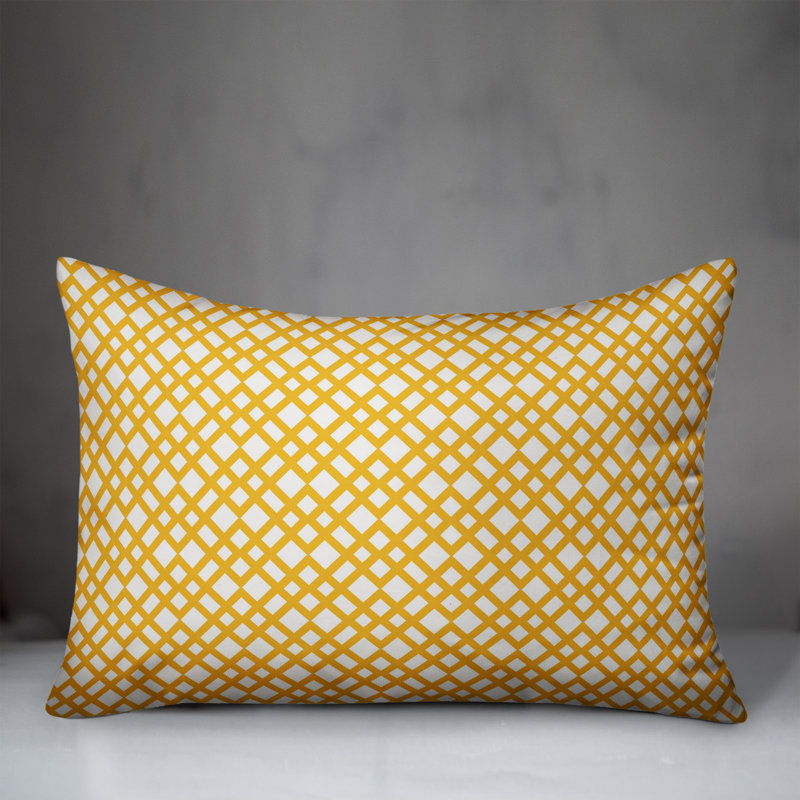 Lattice Geometric Reversible Throw Pillow, Yellow