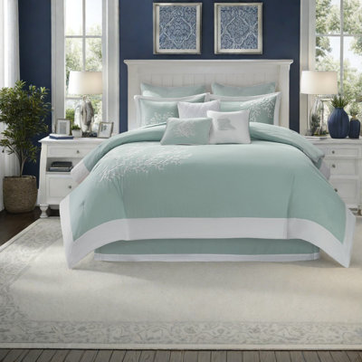 Oversized Cotton Bedding Sets, Aqua Jacquard Coastal Style For Home