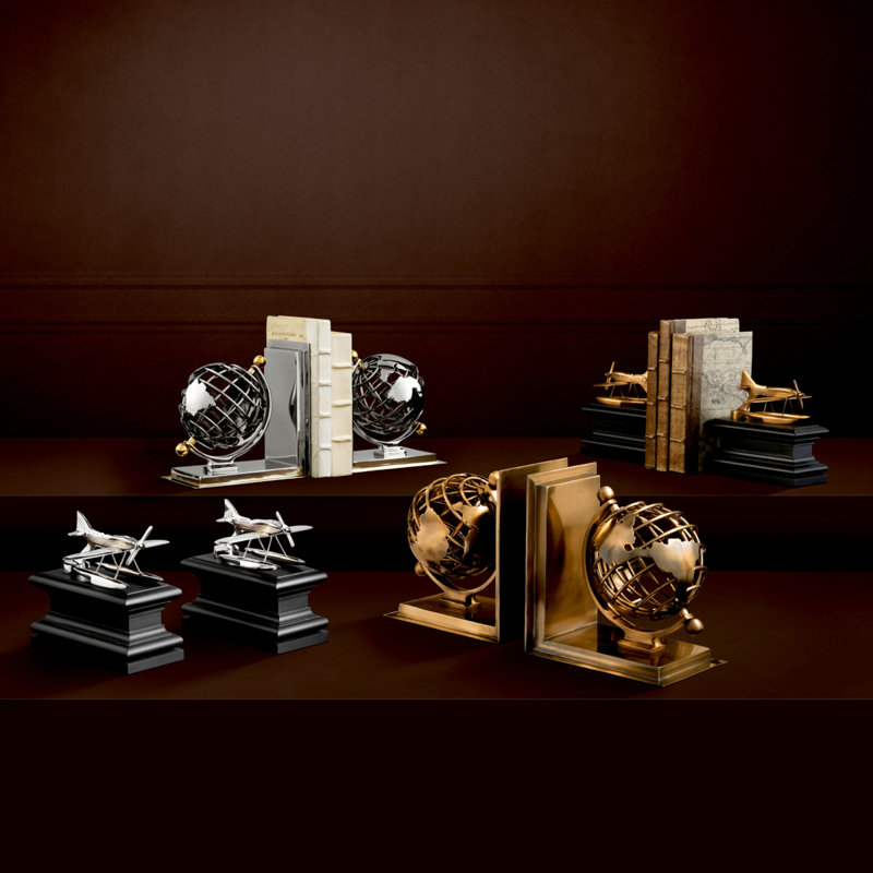Globe Non-Skid Bookends, Gold