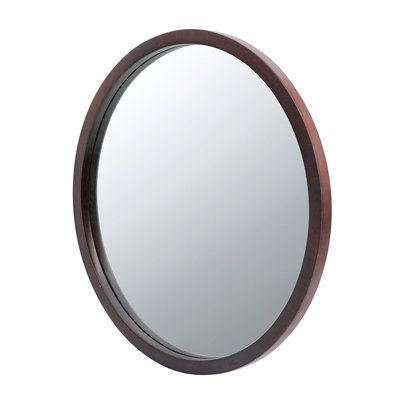 Wall Mirror With Wooden Frame, Round Mirror For Living Room Dining Room
