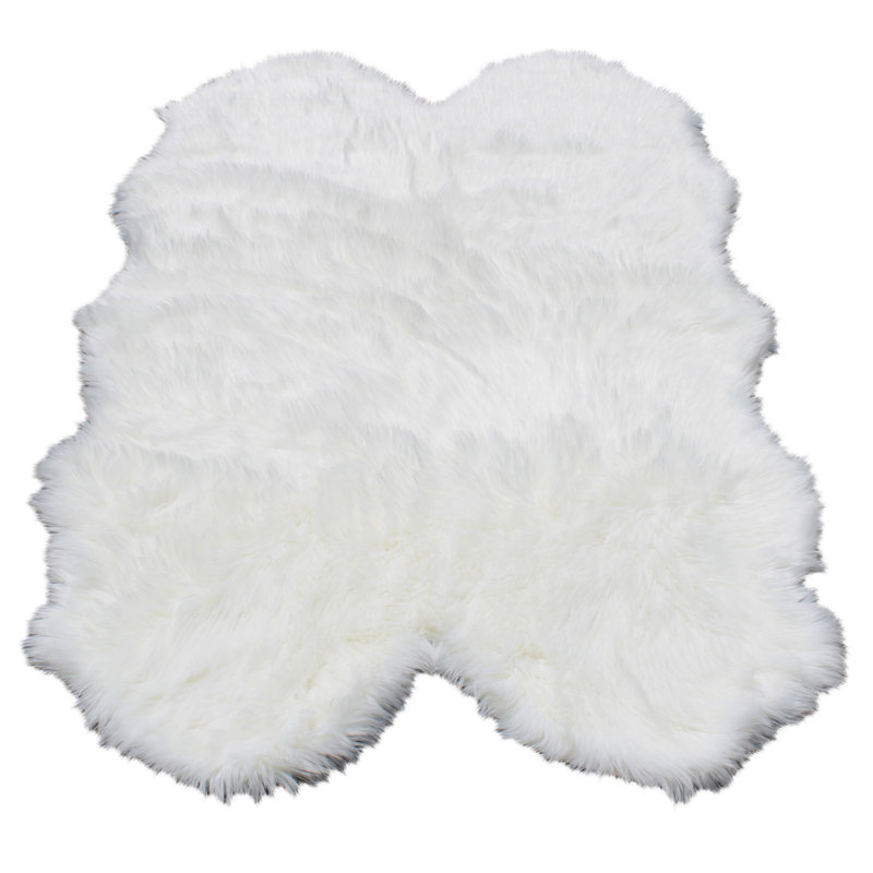 Tapis blanc en fausse fourrure lavable Quad Pelt - 3 pi x 5 pi
