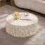 Table basse ronde de qualité supérieure Mgo | Table de centre vintage rétro en faux pierre beige pour le salon | Idée de cadeau