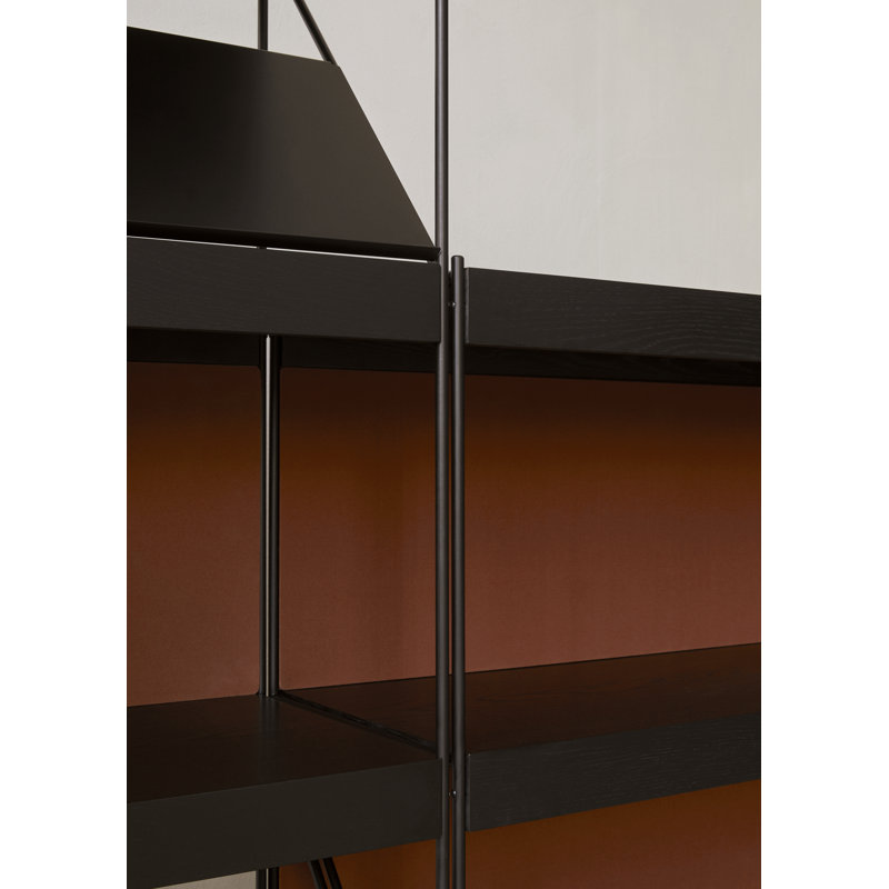 Zet Bookcase, (3 Shelves) 44.9" H x 60.2" W x 15.7" D, Black Oak