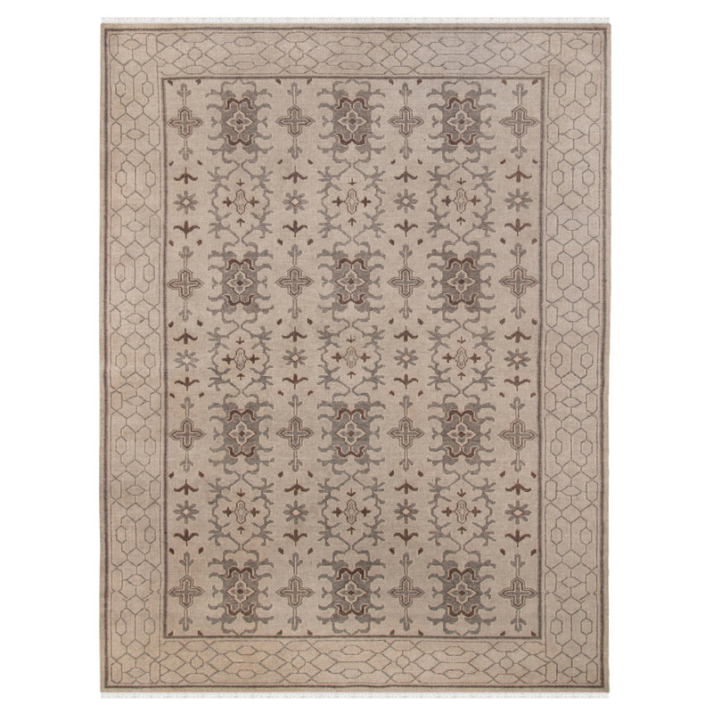Tapis taupe noué à la main Westhampton, Rectangle 9 pi x 12 pi