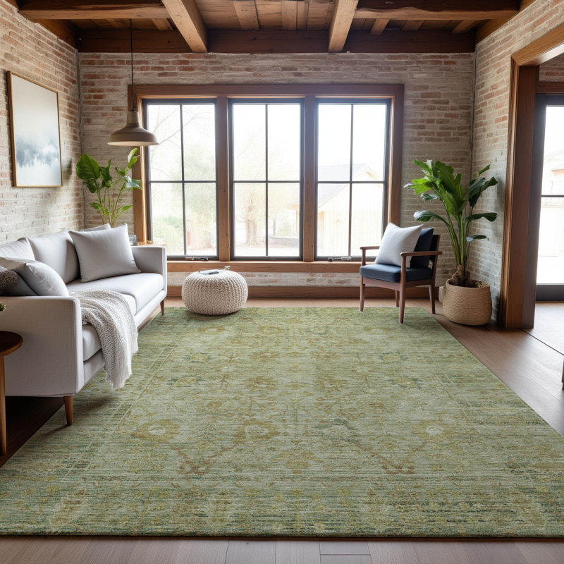 Premium Machine Washable Wayne AMF1106 Global Rug, Rectangle 8' x 10'