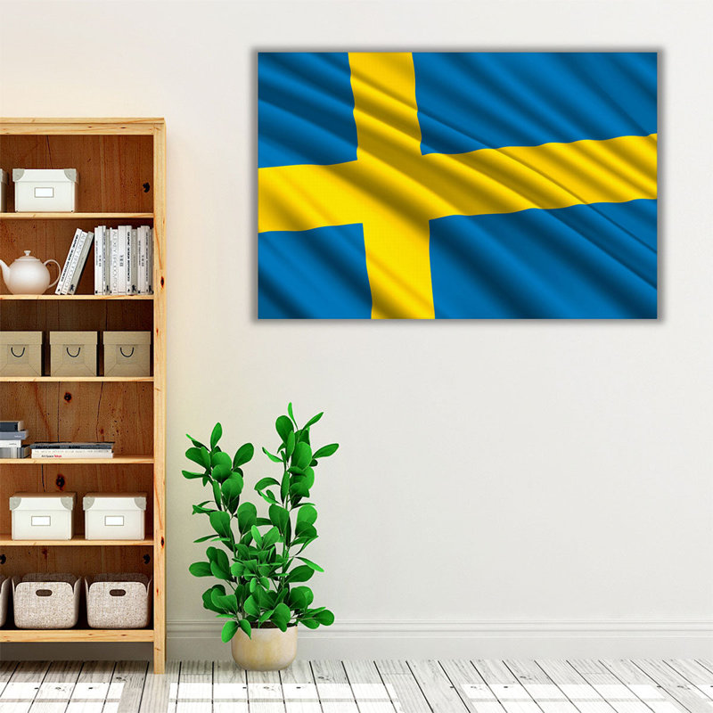 Drapeau de la Suède, impression sur toile, H 20 po x l 30 po