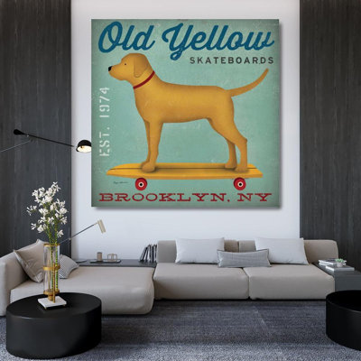 Art sur toile tendue par Trinx Fowler, Ryan: Golden Dog on Skateboard