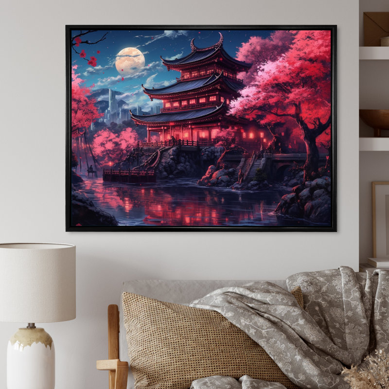 Japon, terre du Samouraï I sur toile, H 30 po x l 40 po x P 1,5 po, Cadre flottant noir