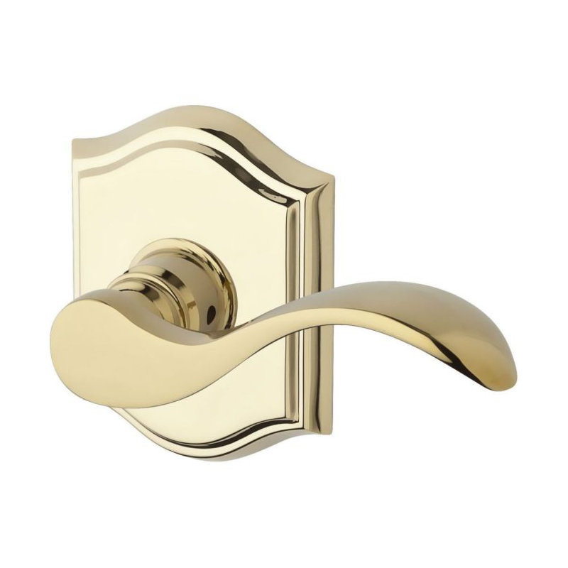 Curve Privacy Door Lever with Traditional Arch Rose, Lifetime Brass