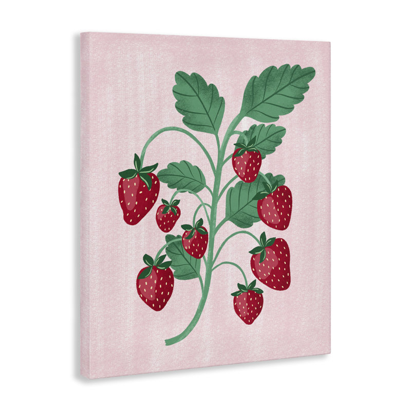  Fresh Strawberries Branch Canvas Wall Art by Aralma, 30" H x 24" W
