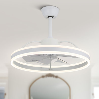 Ventilateurs de plafond intelligents de 24 pouces avec lumières et contrôle de l'application, ventilateur de plafond moderne à 6 vitesses à intensité variable pour chambre à coucher