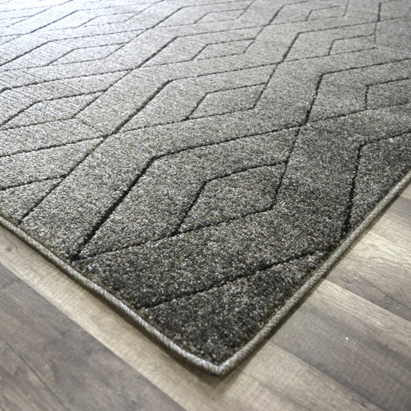 Tapis gris contemporain N Peace, Rectangle 8 pi x 10 pi