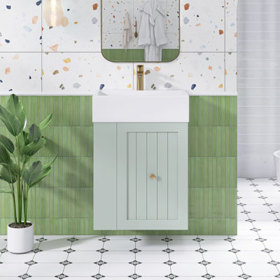 Meuble-lavabo mural simple 20 po avec comptoir en céramique 20 po