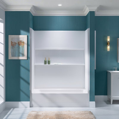 60"W x 32"D Tub Wall Surround with Integrated Shelf, Matte White, Alcove Tub Sold Separately