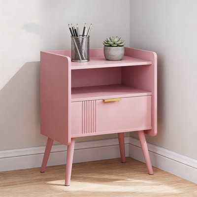 Modern Nightstand With Storage Drawer And Open Shelf, Compact Bedside Table For Bedroom, Living Room, Study And Small Spaces