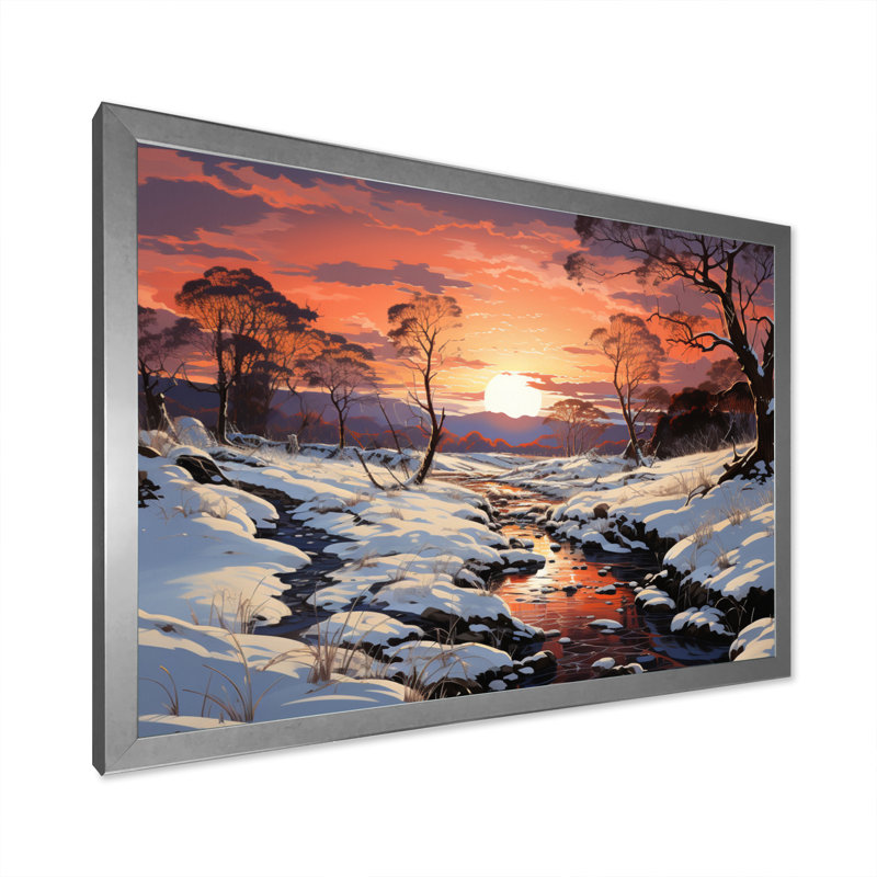 «Winter Winter Dusk», impression d'art sur toile, H 12 po x l 20 po x P 1 po, Cadre simple argenté