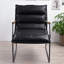 Fauteuil d'appoint Luberzo espresso vieilli en cuir fleur avec finition fer mat