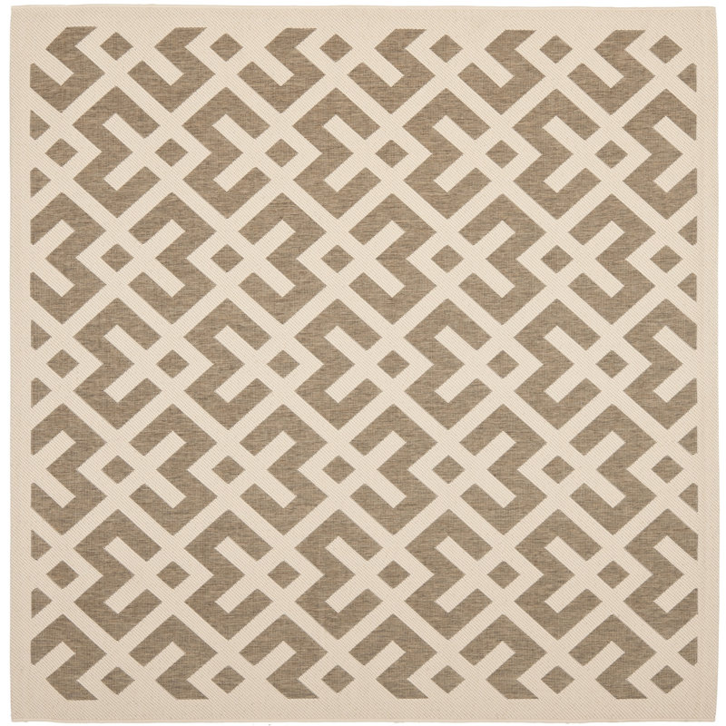Arneshia Geometric Brown/Tan Indoor/Outdoor Area Rug, Square 4'