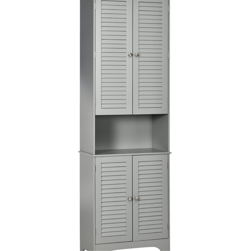Bathroom Storage Cabinet With 2 Cabinets - Gray 23.5" W X 11.75" D 7.75" H Compact Magnetic Doors 22Lbs Capacity Per Shelf
