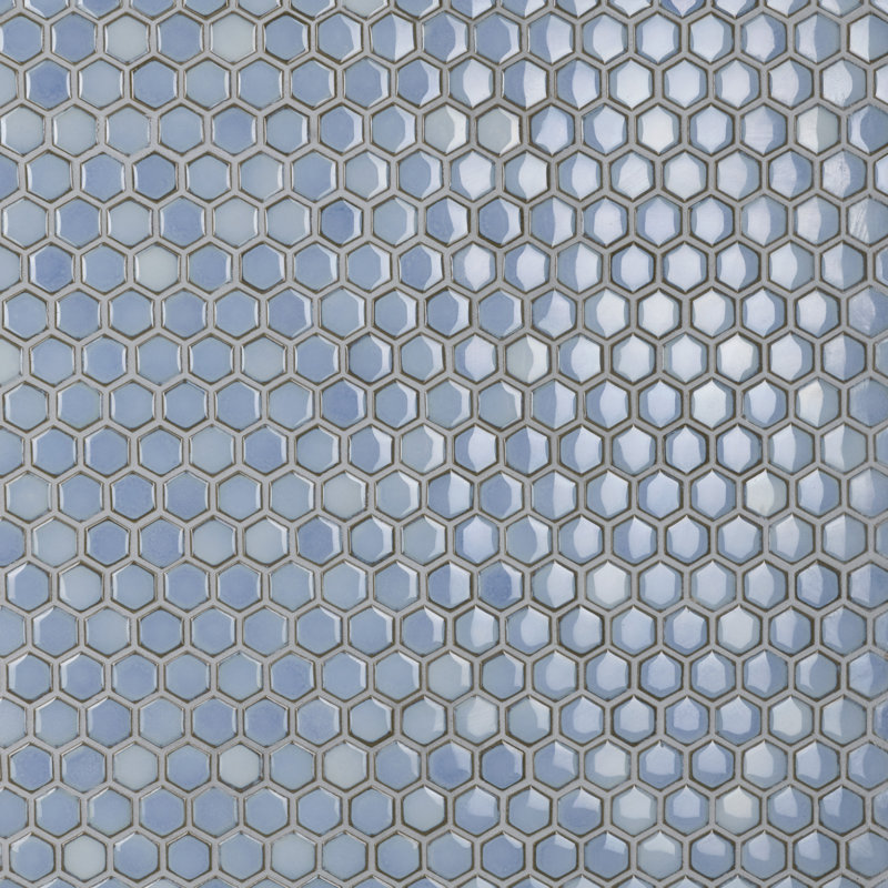 Hudson 1" x 1" Porcelain Honeycomb Mosaic Wall & Floor Tile, Frost Blue
