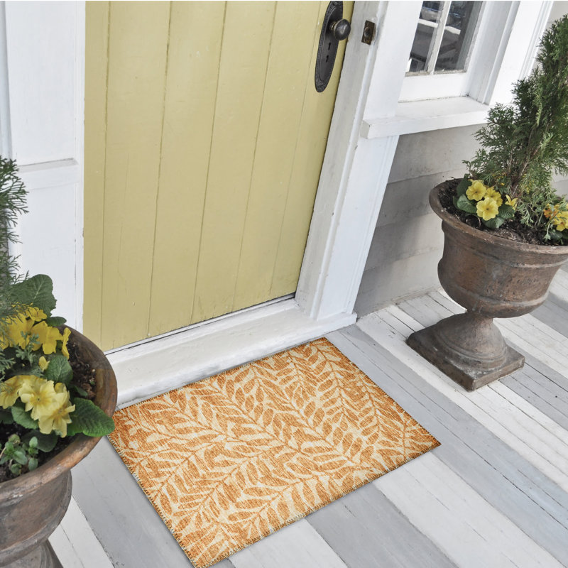 Eryx Chenille Washable Floral Indoor/Outdoor Rug, Rectangle 3' x 5'