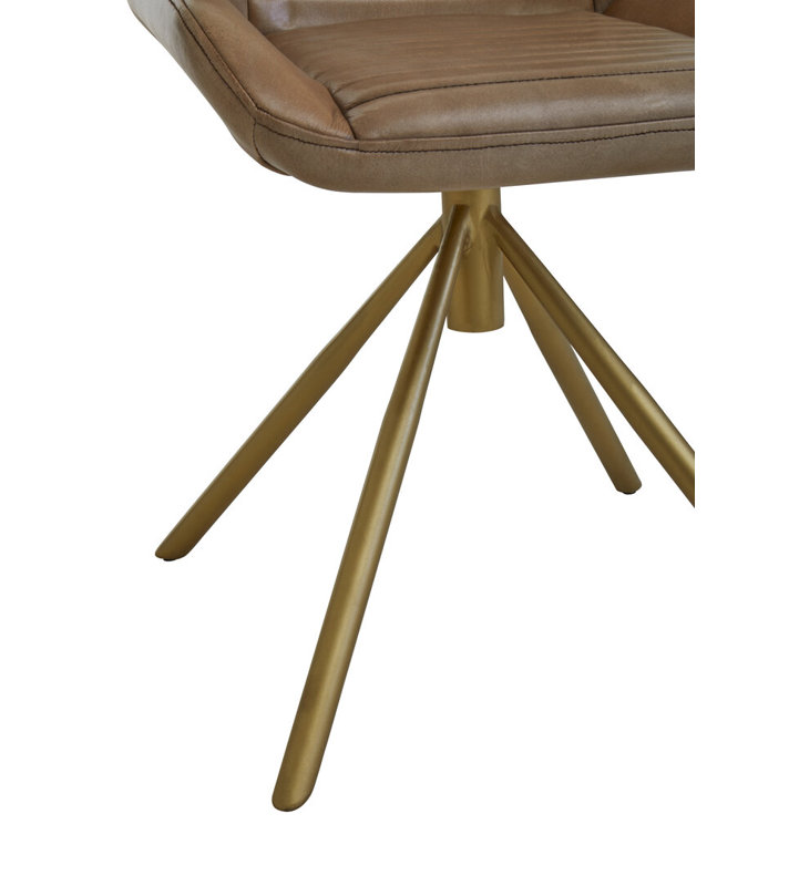 Leather Club Chair, Tan Genuine Leather/Dark Brown Wood