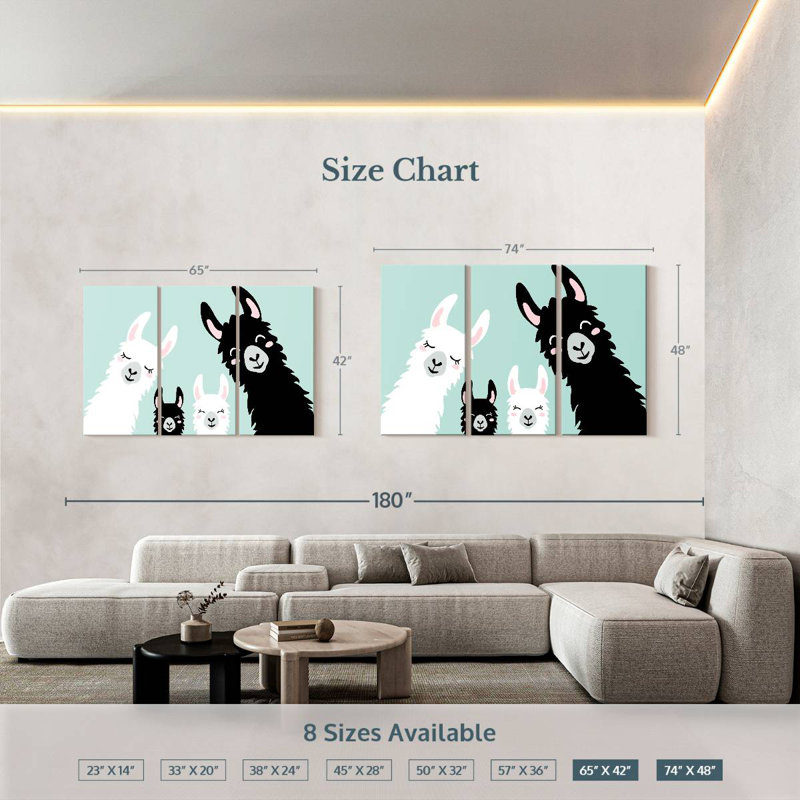 Brampt Fun Llamas, 42" H x 65" W