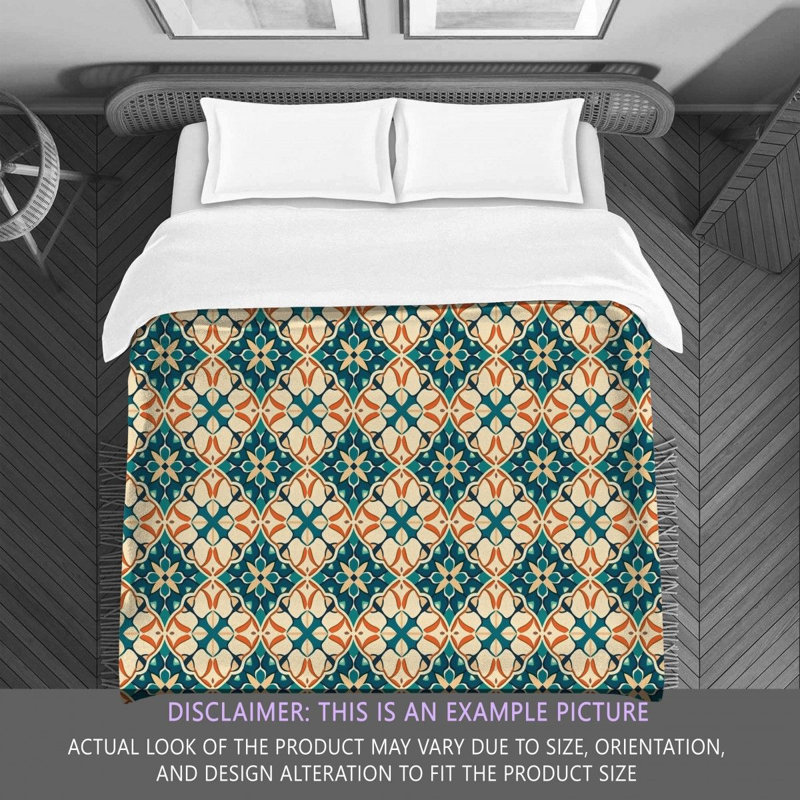 Polyester Comforter, Twin Comforter, Beige/Dark Blue Geometric