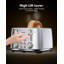 Grille-pain 4 tranches, fentes très larges, grille-pain rétro en acier inoxydable Longdeem, 6 options de brunissage, fonction d'arrêt automatique et de fonction congelée, pain de fruits grillé, bagel et gaufre-106437873