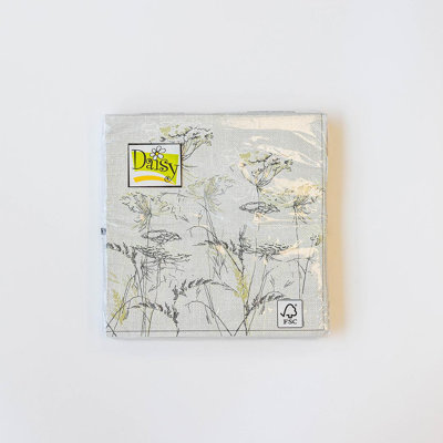 Ensemble de 20 serviettes délicates à motif de fleurs sauvages sur fond doux d'aspect lin