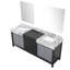 Meuble-lavabo double noir et gris 80 po X P 22 po D, plateau en marbre gris château et Miroirs