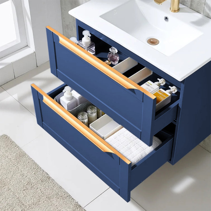 Ensemble de meuble-lavabo mural simple moderne à 2 tiroirs 30 po Nickhi