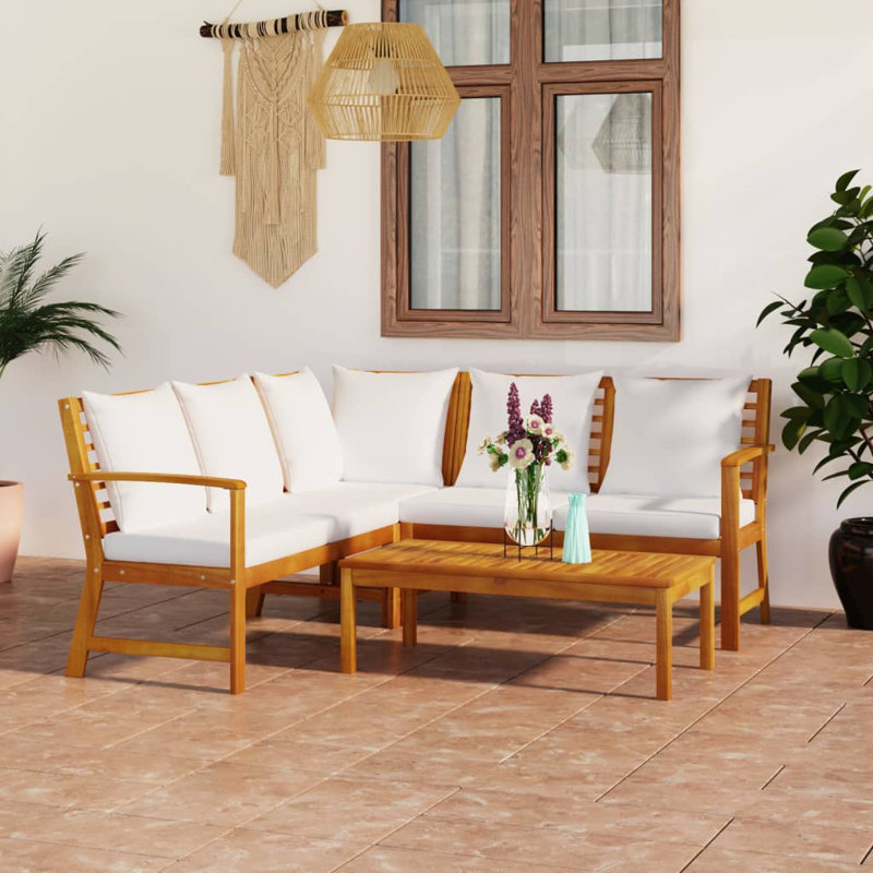 4 Piece Lounge Chair with Cushions, White