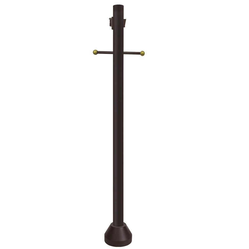 Solus 6ft. Surface Mount Lamp Post with Decorative Cross Arm, Convenience Outlet, Dusk-to-Dawn Sensor and Aluminum Base Cover