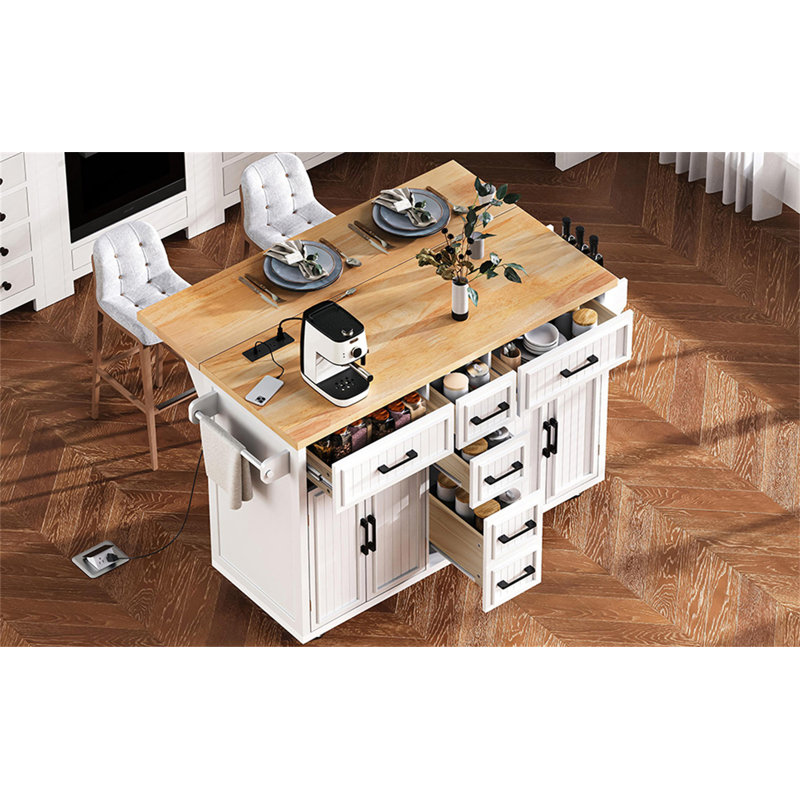56.5'' Kitchen Island With Drop Leaf