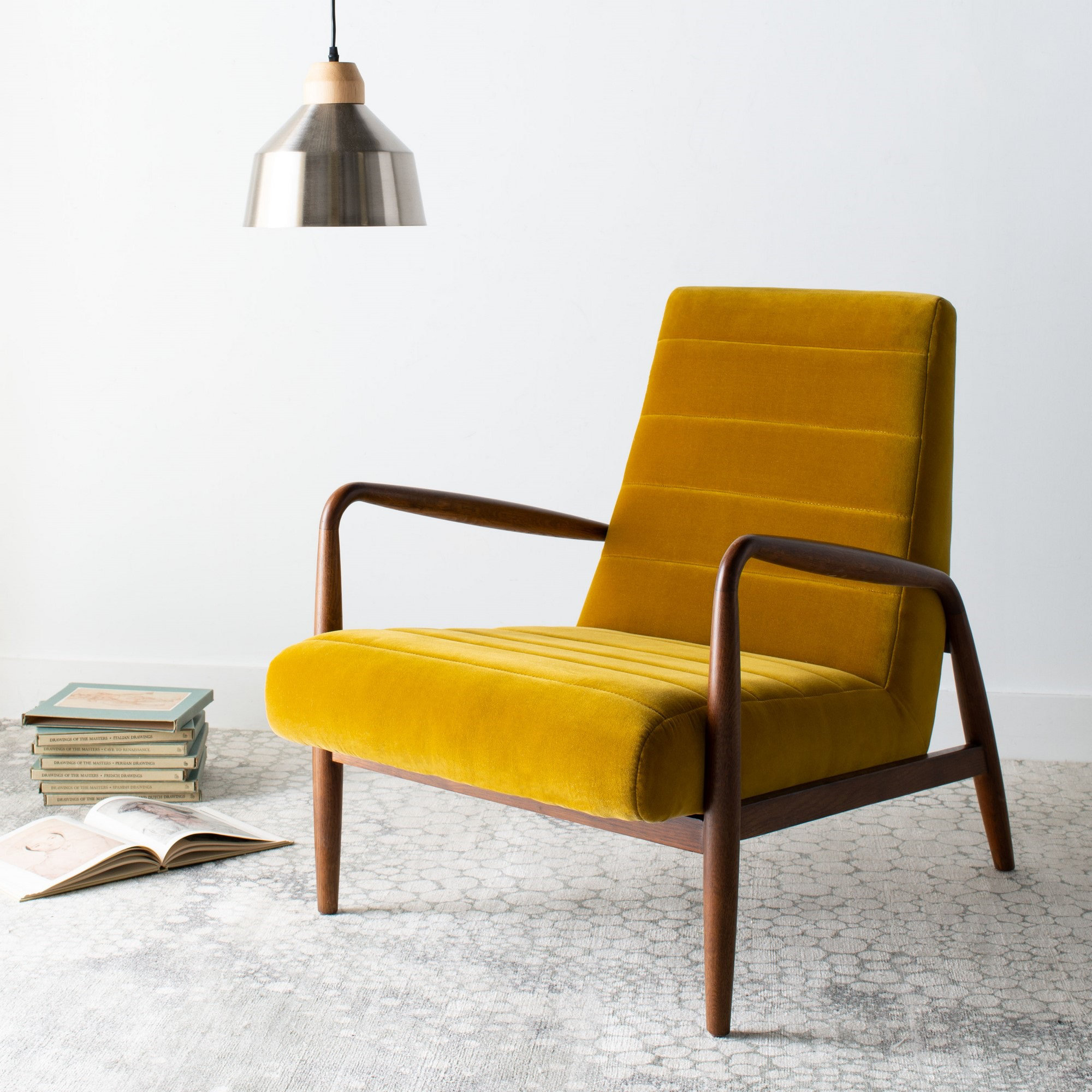 Barrow Upholstered Armchair, Gold Velvet